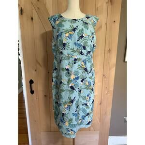 Jessica London | Tropical Toucan Linen Tank Dress | Size 14